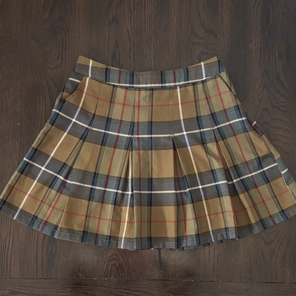 DIXXON Dresses & Skirts - Dixxon Flannel Company Plaid Pleated Skirt Size S Brown Neutral Preppy